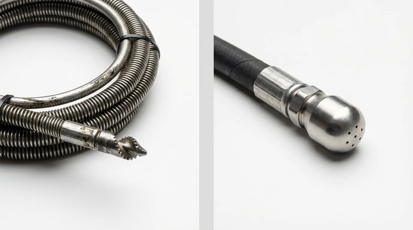Drain snake cable and hydro jetting nozzle used for drain cleaning in Estes Park, CO