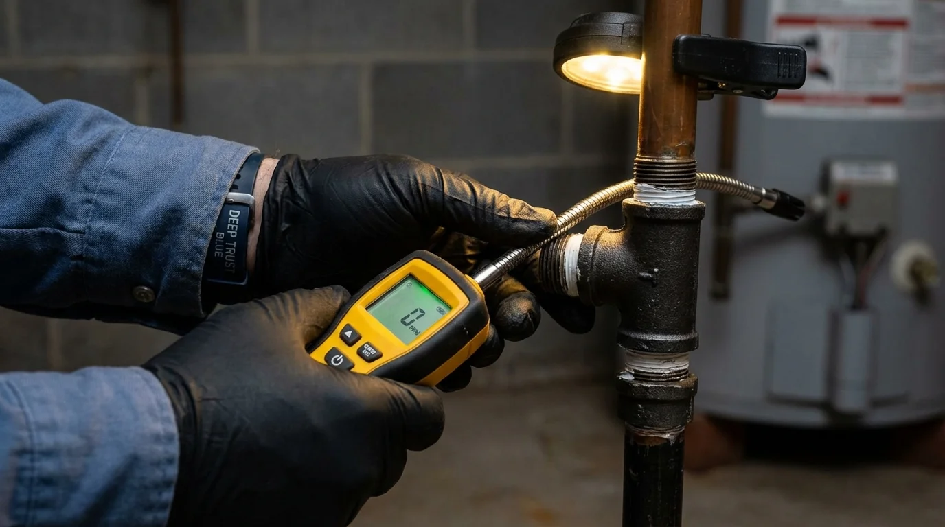 Gas leak detection with electronic sniffer by Johns Plumbing LLC in Estes Park