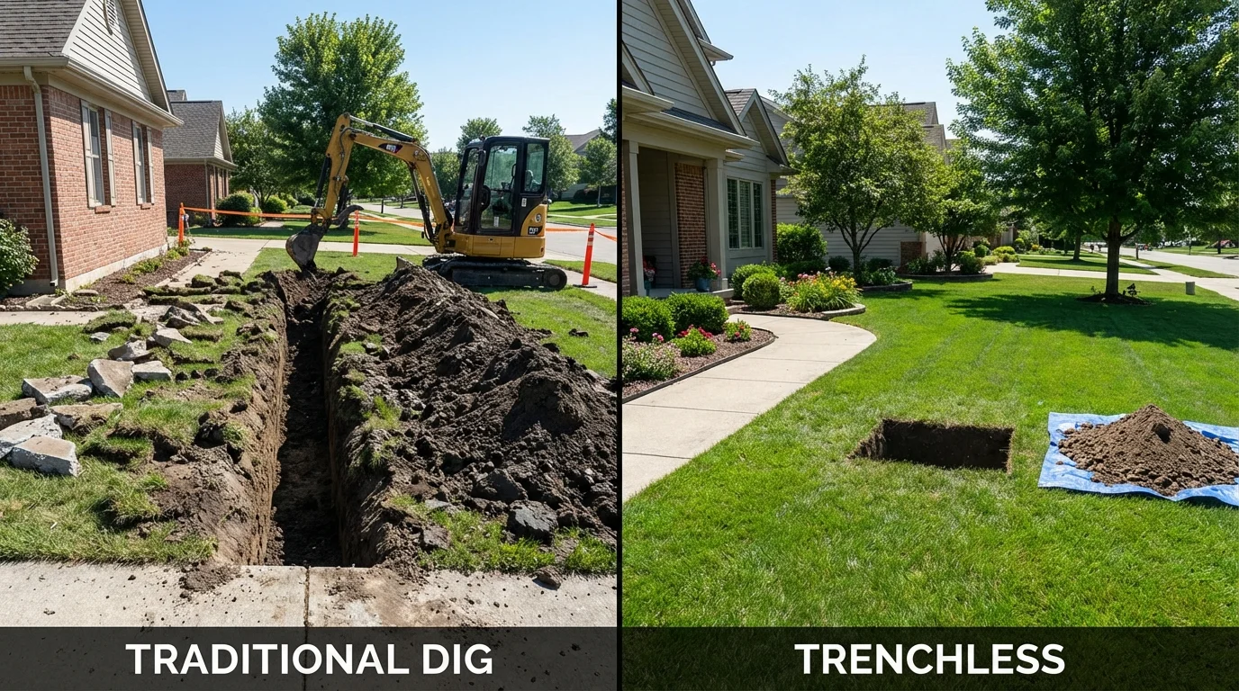 Trenchless sewer repair with minimal yard damage versus traditional excavation in Estes Park, CO